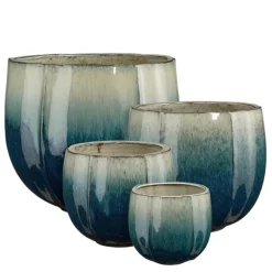 Pot rond en céramique coloris pétrole Edelman Corsica - Ø 29 x H 26 cm