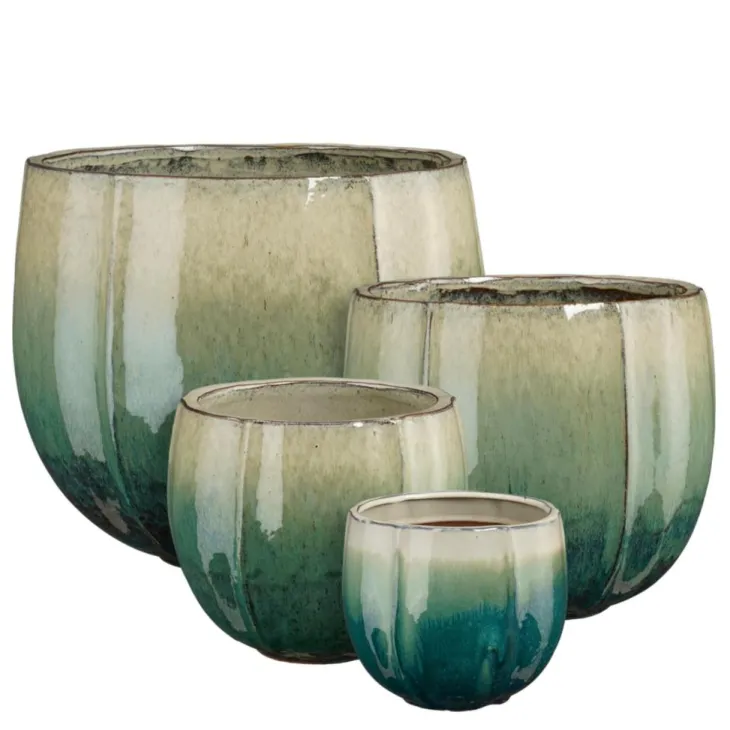 Pot rond en céramique coloris vert Edelman Corsica - Ø 36 x H 34 cm