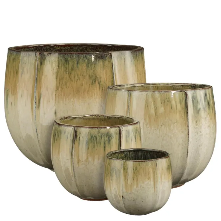 Pot rond en céramique coloris crème Edelman Corsica - Ø 21 x H 19 cm