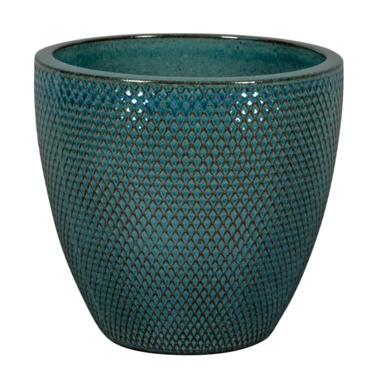 Pot rond en grès émaillé bleu Passion for Pottery Busan - Ø 23 x H 20,5 cm