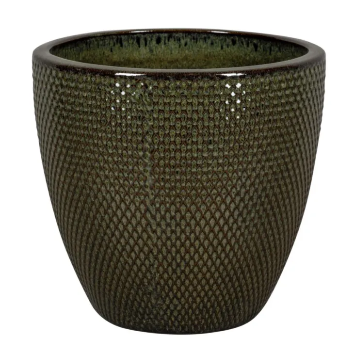Pot rond en grès émaillé vert Passion for Pottery Busan - Ø 23 x H 20,5 cm