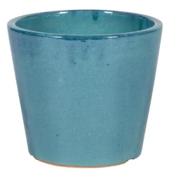 Pot rond Shanghai bleu en grès émaillé - Ø 34 x 30 cm