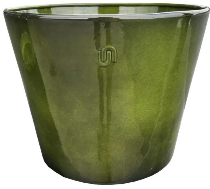 Pot évasé coloris vert en métal recyclé - 30,5 x 30,5 x 26.5 cm