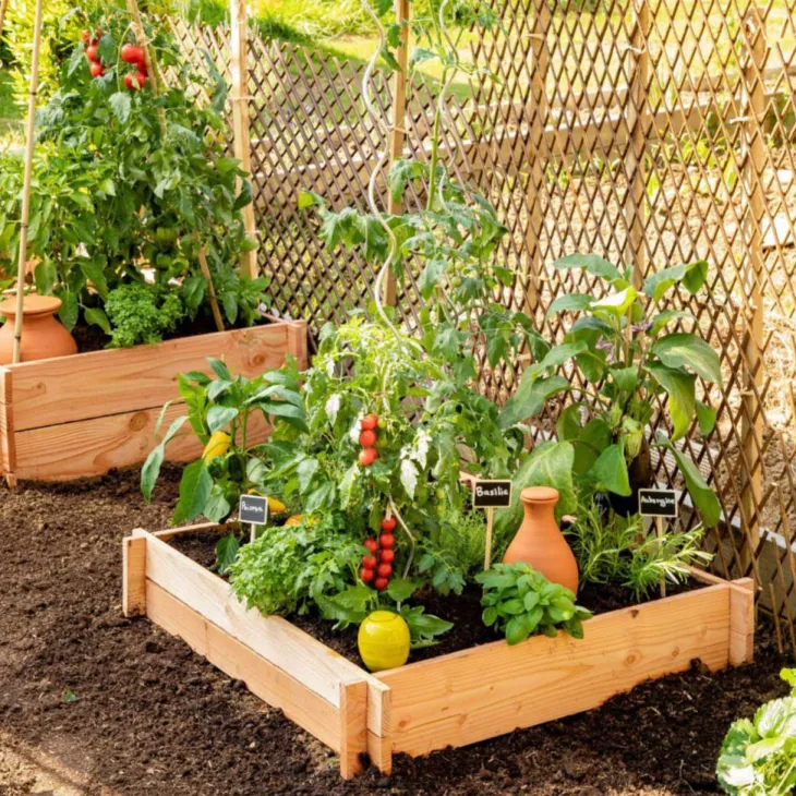 Potager carré brut botanic® - 120 x 120 x 16 cm