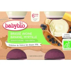 Pots brassés Avoine Banane Myrtille 2x130 g 6 mois+
