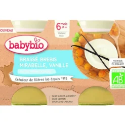 Pots brassés Brebis Mirabelle Vanille 2x130 g 6 mois+