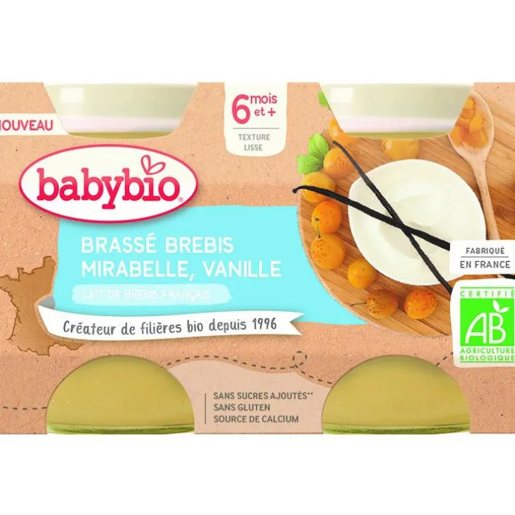 Pots brassés Brebis Mirabelle Vanille 2x130 g 6 mois+