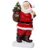 Père Noël avec hotte en résine rouge à micro LED blanc chaud  - 9 x 19,5 x 31,5 cm