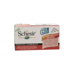 Pâtée pour chat Schesir au Thon et Crevettes Pack de 6 boites de 50 g