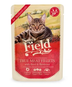 Pâtée pour chat stérilisé en sachet au bœuf et à la betterave Sam's Field - 85 g