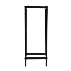 Range et portes buches coloris noir en acier - 30 x 23,5 x 59,7 cm