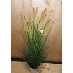 Roseaux artificiels en pot blanc H 100 cm x Ø 30 cm