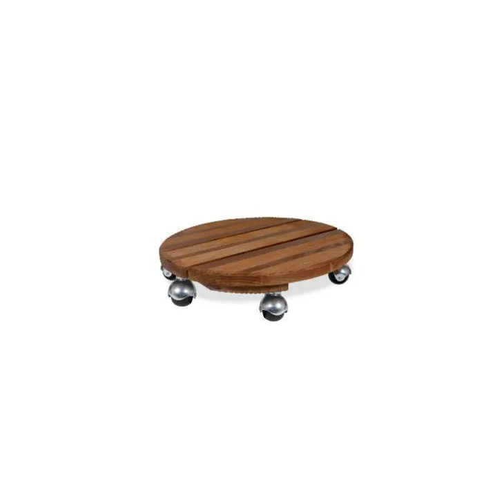 Roule plante en bois modèle grand rond marron Ø 45 cm
