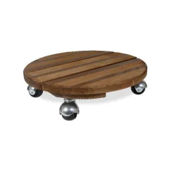 Roule plante en bois modèle petit rond marron Ø 37 cm