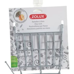 Râtelier à foin pour les rongeurs en métal coloris gris Zolux – 19,5 x 3,5 x 17,5 cm