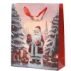 Sac cadeau décor Père Noël en papier FSC avec paillettes moyen modèle - 10 x 26 x 32 cm