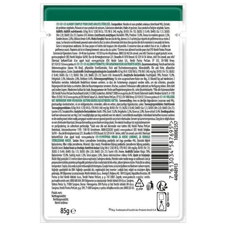 Sachet au bœuf pour chat stérilisé Purina Pro Plan – 85 gr