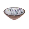 Saladier coloris multicolore en bois de bambou motifs floraux façon aquarelle Garden flora - Ø 30 cm