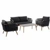 Salon bas de jardin 4 pièces chêne/anthracite chiné - CREADOR Taormina