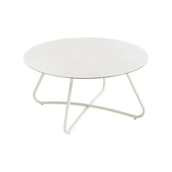 Salon de jardin en acier coloris beige Iris - 4 éléments (canapé, table basse et deux fauteuils)