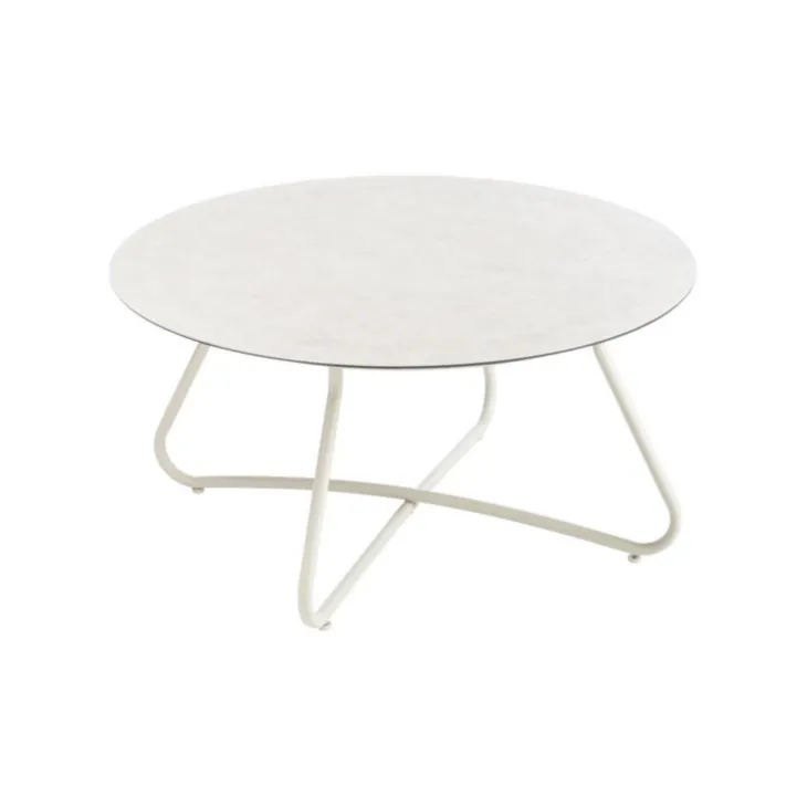 Salon de jardin en acier coloris beige Iris - 4 éléments (canapé, table basse et deux fauteuils)