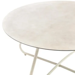 Salon de jardin en acier coloris beige Iris - 4 éléments (canapé, table basse et deux fauteuils)