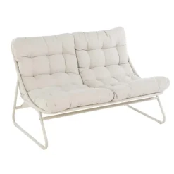 Salon de jardin en acier coloris beige Iris - 4 éléments (canapé, table basse et deux fauteuils)