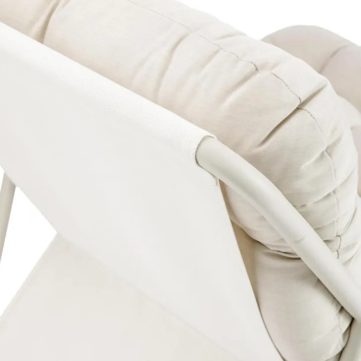 Salon de jardin en acier coloris beige Iris - 4 éléments (canapé, table basse et deux fauteuils)