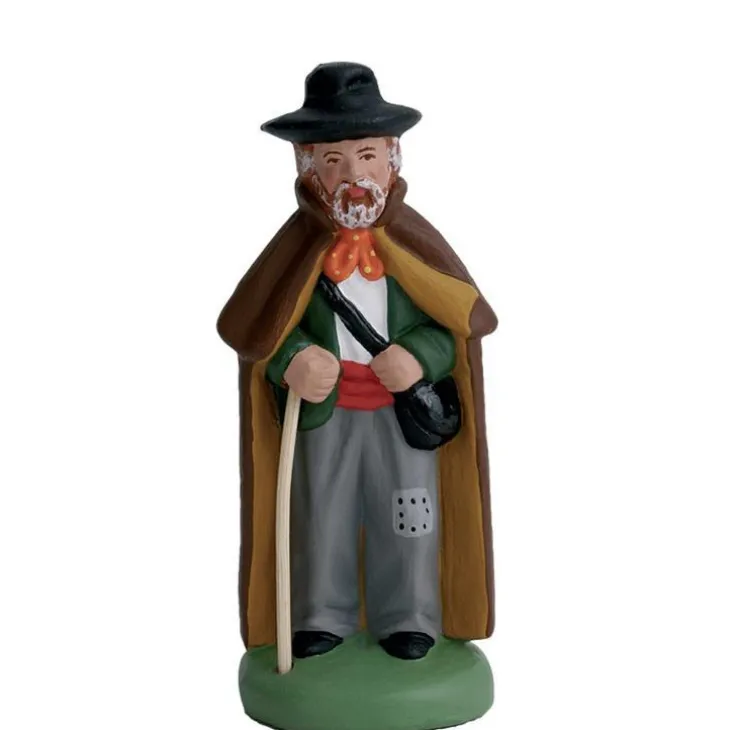 Santon pour crèche vieux berger gris - 7 cm