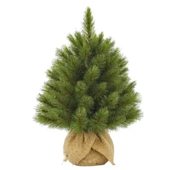 Sapin de Noël artificiel coloris vert avec toile de jute Forest Frosted