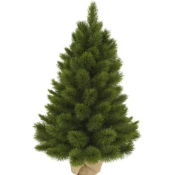 Sapin de Noël artificiel vert Camden avec pied dans toile de jute