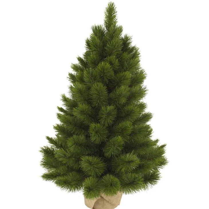 Sapin de Noël artificiel vert Camden avec pied dans toile de jute