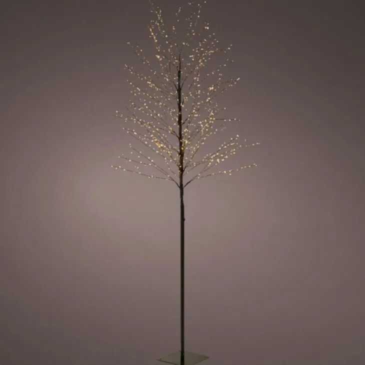 Sapin de Noël lumineux coloris noir micro LED blanc classique fixe extérieur – H 1,80 m