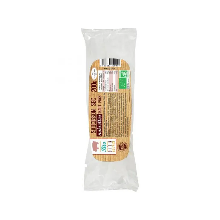 Saucisson sec pur porc aux noisettes Bio et Bien Élevés - 200 g