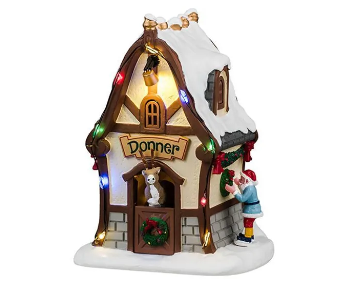 Scénette pour village de Noël Lemax Santa’s wonderland La maison de Donner