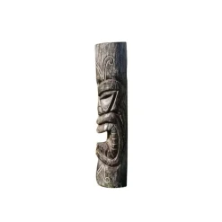 Sculpture en bois de cocotier cendré de Tête de Tiki mauri - 50 cm