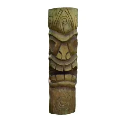 Sculpture en bois de cocotier Tête de Tiki mauri - 100 cm