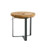 Sellette industrielle basse en fer et plateau bois Louis Moulin - Ø 29 x 30 cm