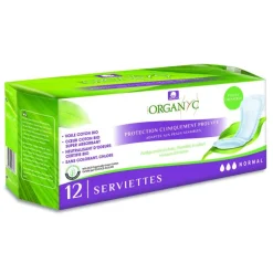 Serviette normale pour incontinence Organyc - 12 pièces