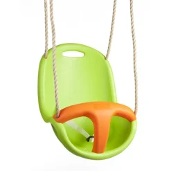 Siège de balançoire pour bébé en plastique vert et orange pour portique de 1,9 à 2,5 m