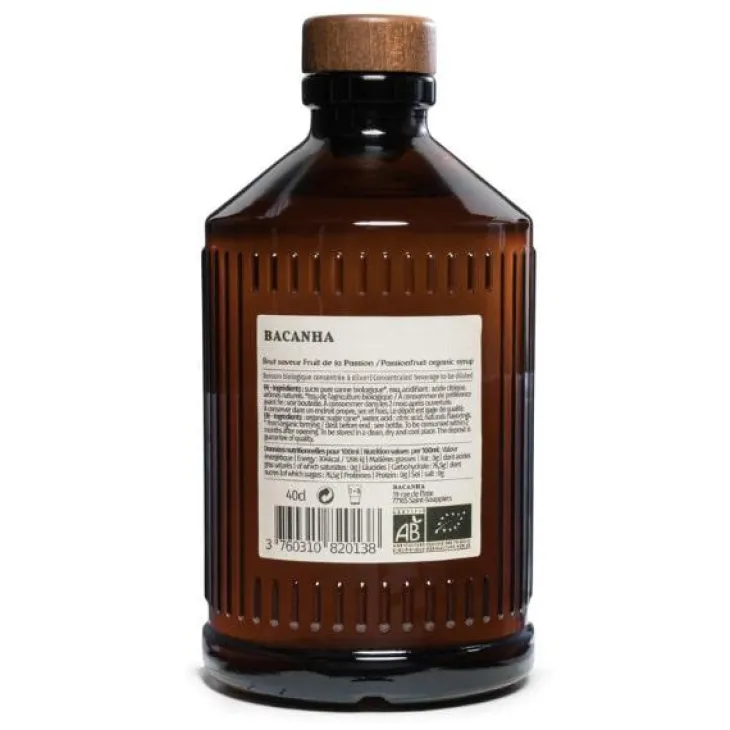 Sirop de fruit de la passion brut bio Bacanha - 400 ml