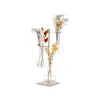Soliflore en métal doré avec 3 éprouvettes en verre - 18 x 18 x 34 cm