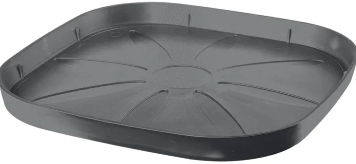 Soucoupe carrée en plastique recyclé gris Deroma Origin Grigio - 24 x 24 x 2,25 cm