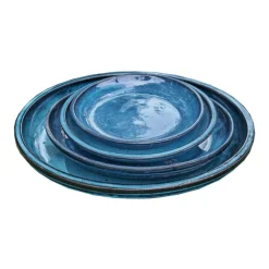 Soucoupe en grès émaillé bleu océan Decolines Littoral - Ø 25 cm