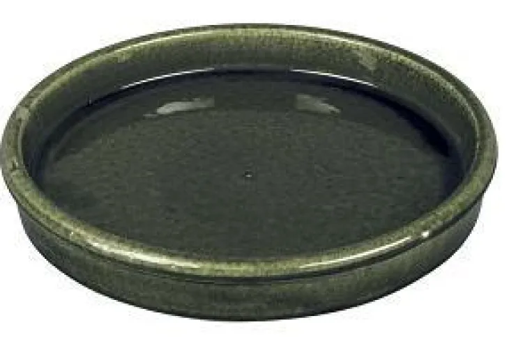 Soucoupe en grès émaillé Dripping vert Passion for Pottery Shanghaï - Ø 35 cm