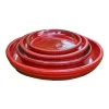 Soucoupe en terre cuite émaillée coloris rouge Poterie du Bousquet Costa - Ø 24 x H 3 cm