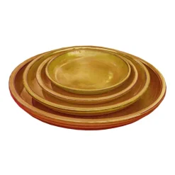 Soucoupe en terre cuite émaillée jaune miel Poterie du Bousquet Costa - Ø 38 x H 3,8 cm