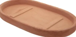 Soucoupe ovale moderne en terre cuite claire Anticomestiere - 30,5 x 16,2 cm
