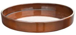Soucoupe pour pot évasé coloris marron en métal recyclé - 28 x 28 x 3,25 cm