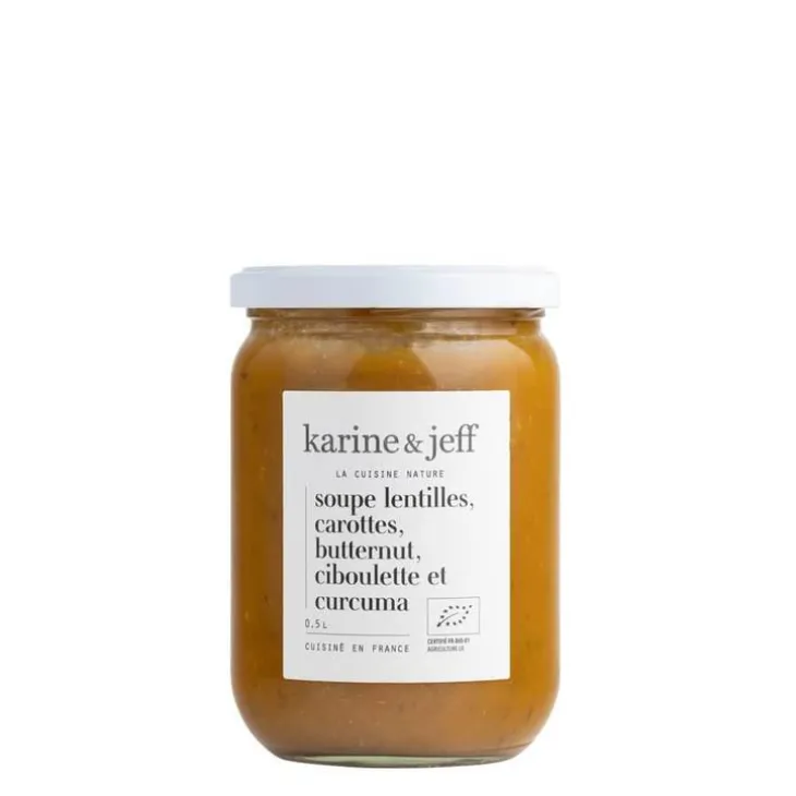 Soupe lentilles carottes butternut ciboulette et curcuma bio Karine & Jeff - 500 ml